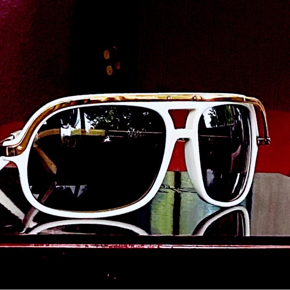 Marc Jacobs White and Gold Oversized Aviator Sunglasses